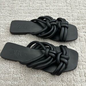 Zara Black Knotted Sandals